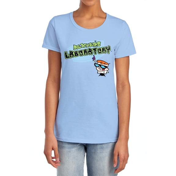 Dexters Laboratory Logo Women's T Shirt, Light Blue, Medium