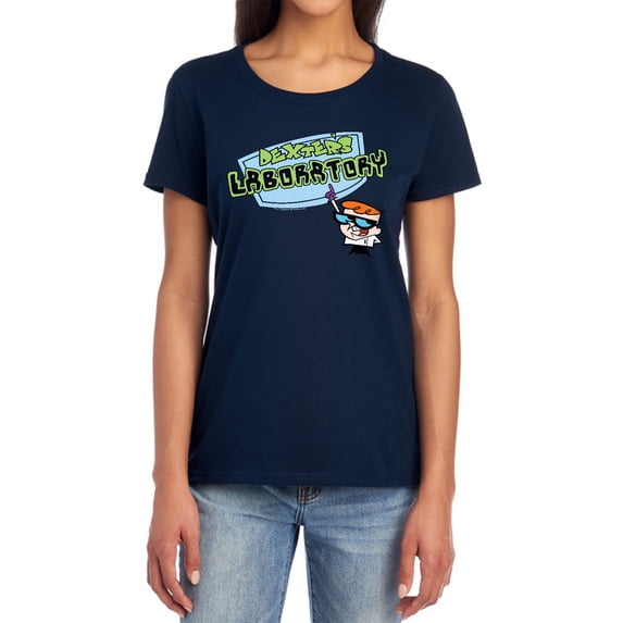 Dexters Laboratory Logo Women's T Shirt, Navy, Large