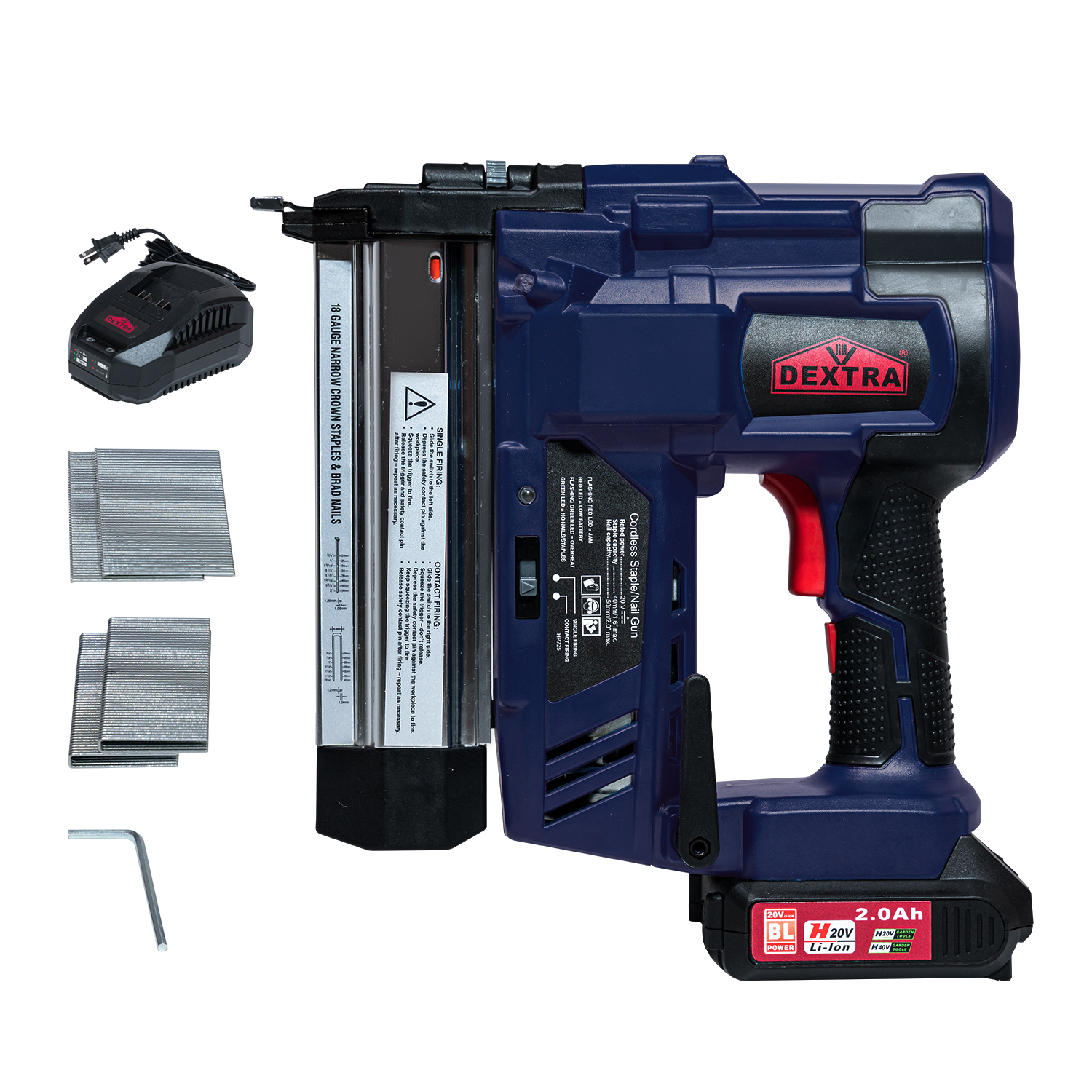 Dextra 20V Cordless Brad Nailer, 18 Gauge 2 in 1 Electric Nail Gun