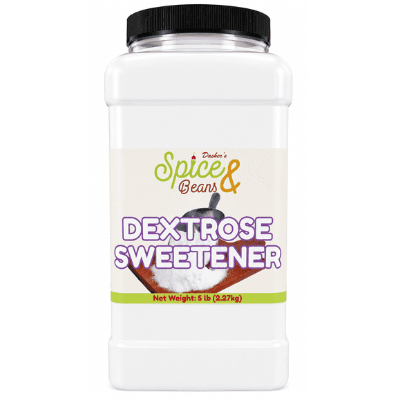 Dextrose Powder 5 lb | Corn Sugar Sweetener | Baking, Fermentation, Candy Making & Beverages | Bulk Container | Dasher's Spice & Beans