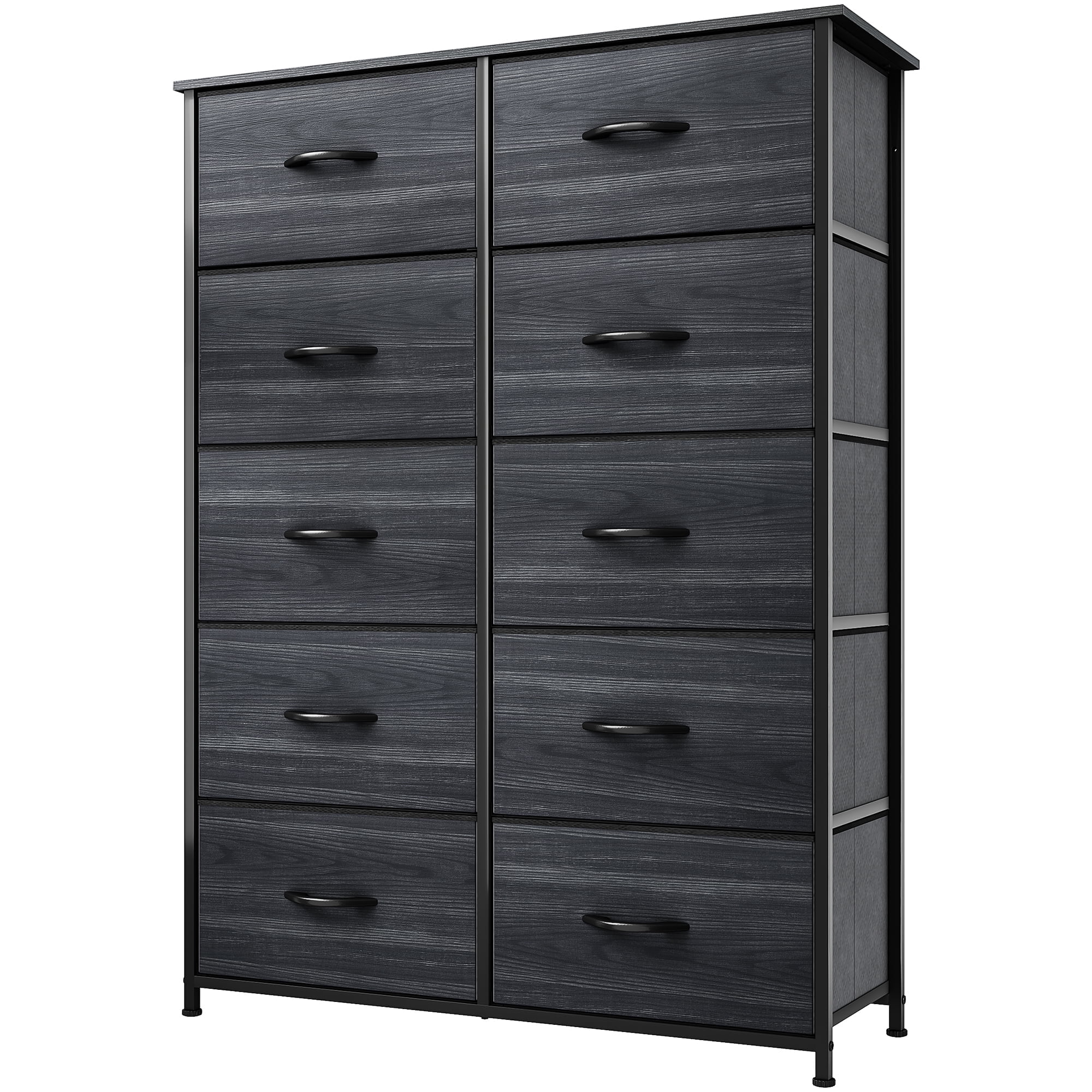Dextrus 10 Drawer Dresser - Fabric Storage Tower, Organizer Unit for Adult for Living Room, Black