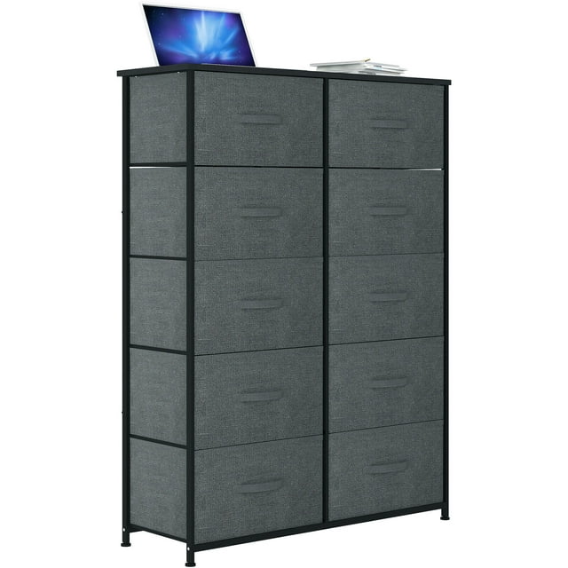 Dextrus 10 Drawers Dresser Fabric Storage Tower Bin Storage