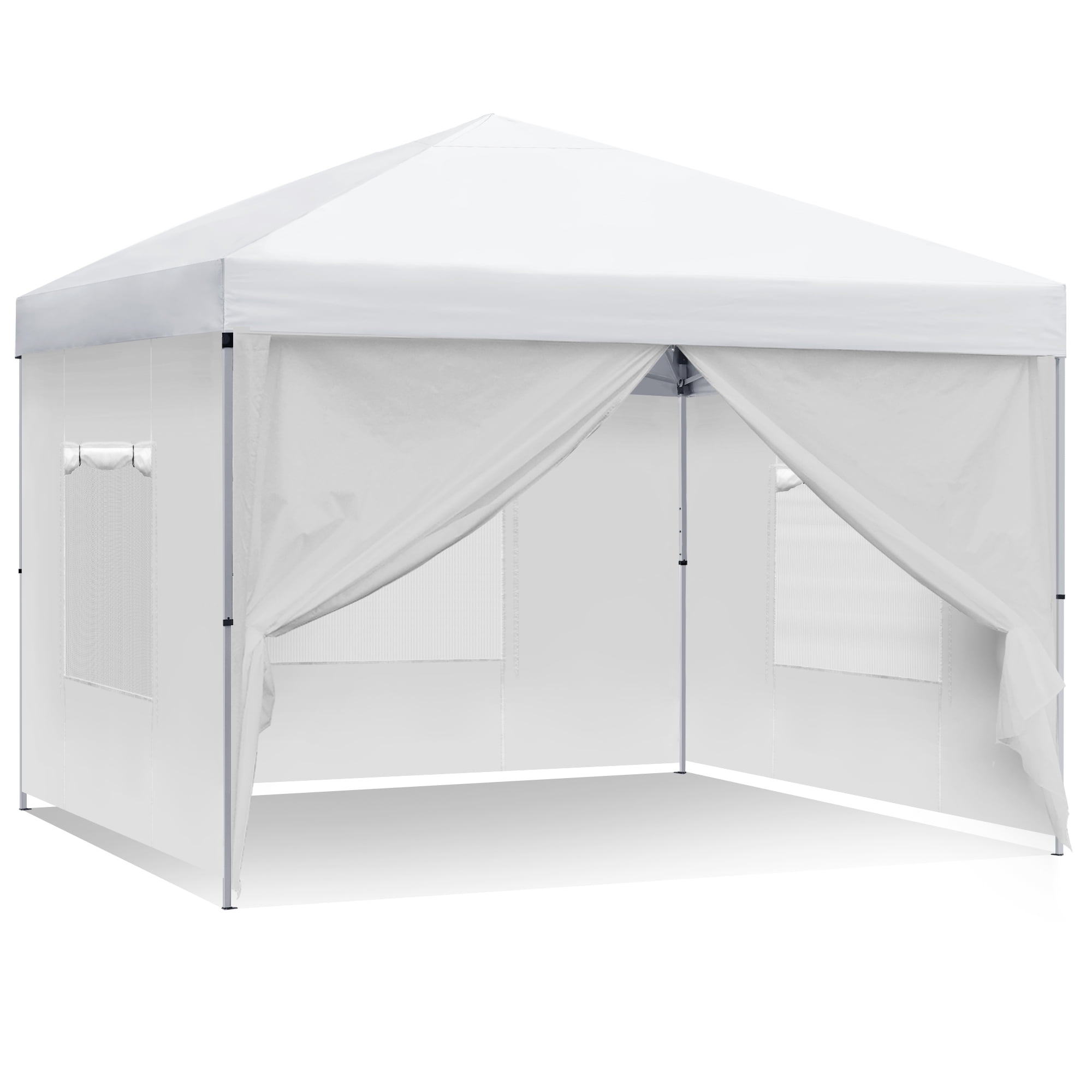 Dextrus 10 x 10 FT Outdoor Pop Up Canopy Tent with 4 Removable Sidewalls, Easy One Person Setup