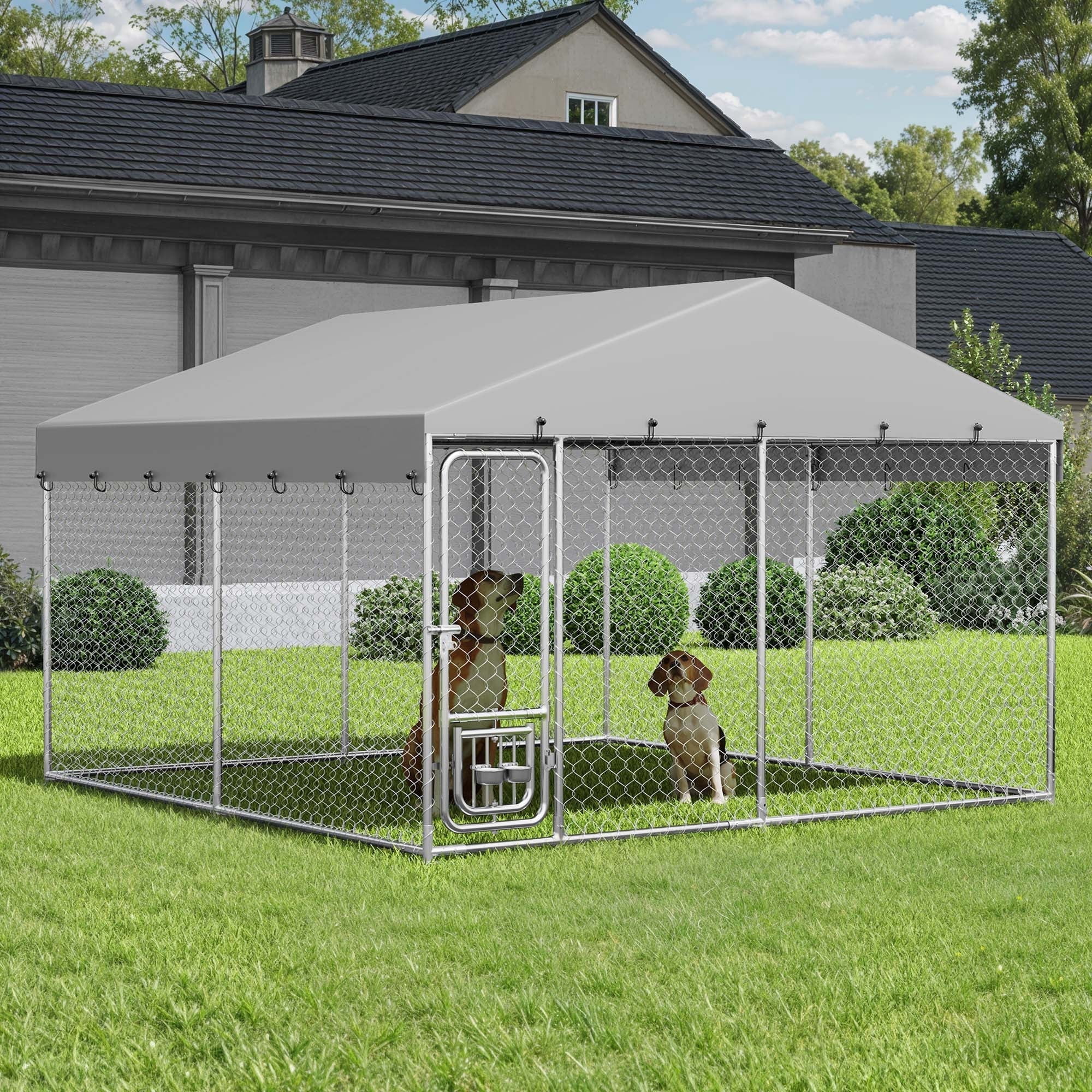 DEXTRUS, Large Outdoor Dog Kennel, 10'x10', Silver - Walmart.com