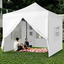 Dextrus 10 x10ft Pop Up Canopy Tent with 4 Removable Sidewalls, Gazebo Commercial Heavy Duty Canopy Tent - White