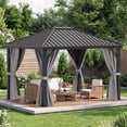 thumbnail image 1 of Dextrus 10x12FT Hardtop Gazebo with Nettings&Curtains,Outdoor Galvanized Steel Hardtop for Patio, Backyard, Deck, and Lawns -Grey, 1 of 10