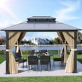 thumbnail image 1 of Dextrus 10x12ft Hardtop Gazebo, Double Roof Polycarbonate Gazebo Outdoor with Netting and Shaded Curtains for Patio, Garden, Lawn, Party, 1 of 5