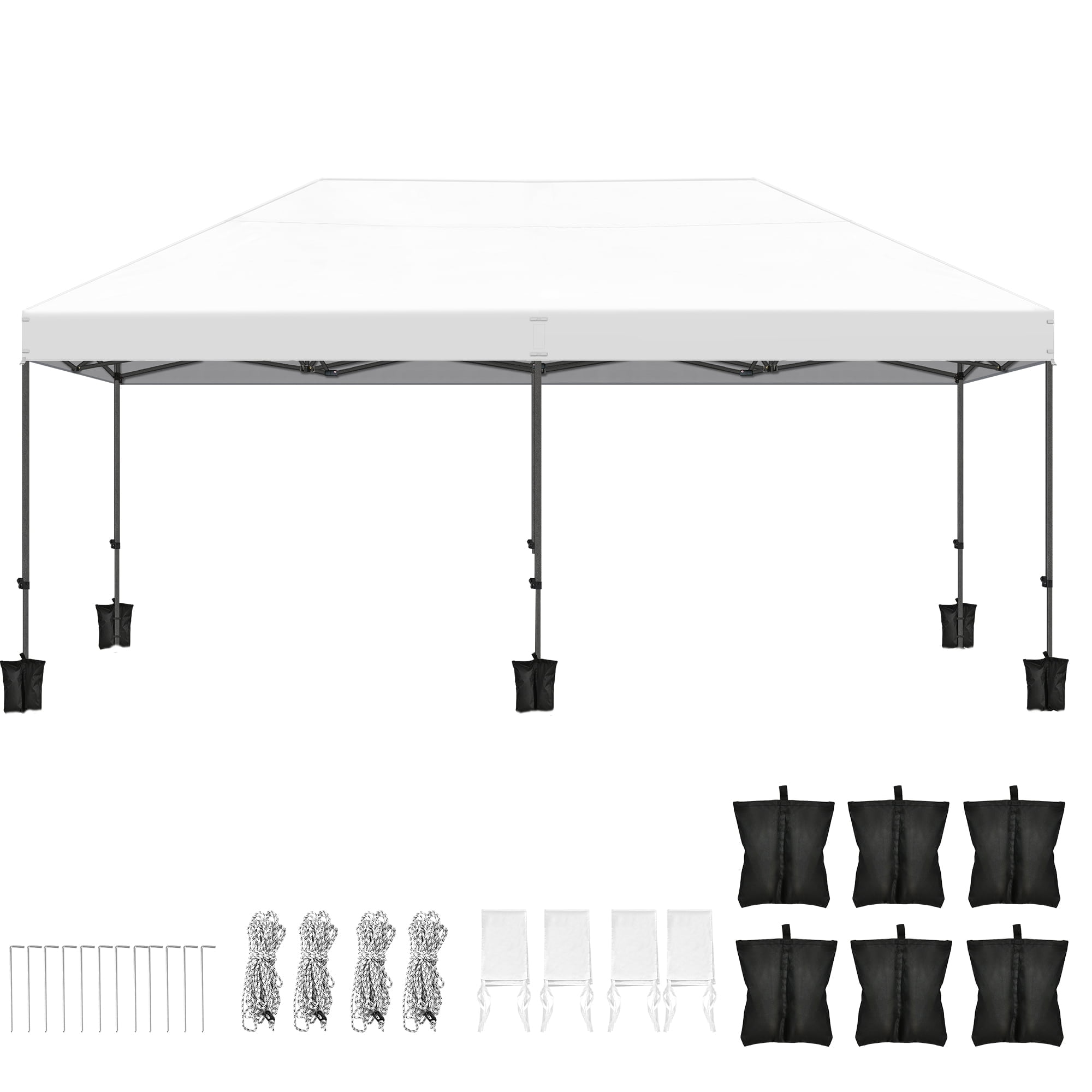 White 10x20ft Alloy Steel Pop-Up Canopy Tent for Outdoor Events