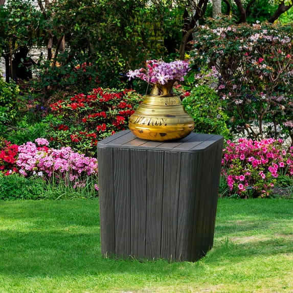 Dextrus 11.5 Gallon Outdoor Resin Deck Box,Small Patio Container Side Table with Extra Storage for Patio Decor and Cushions - Black