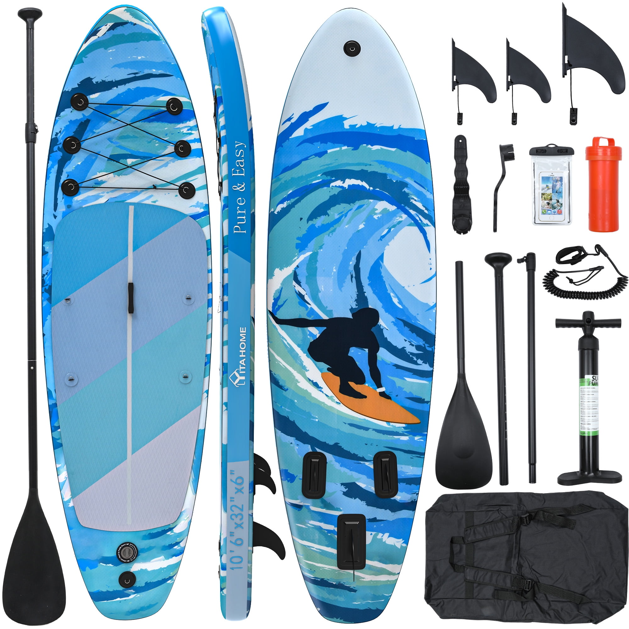 Dextrus 11ft 6in Inflatable Stand Up Paddle Board with SUP Accessories - Backpack, Wide Stance, Surf Control, Waterproof Phone Case, Leash, Paddle, Pump, Non-Slip Deck for All Skill Levels