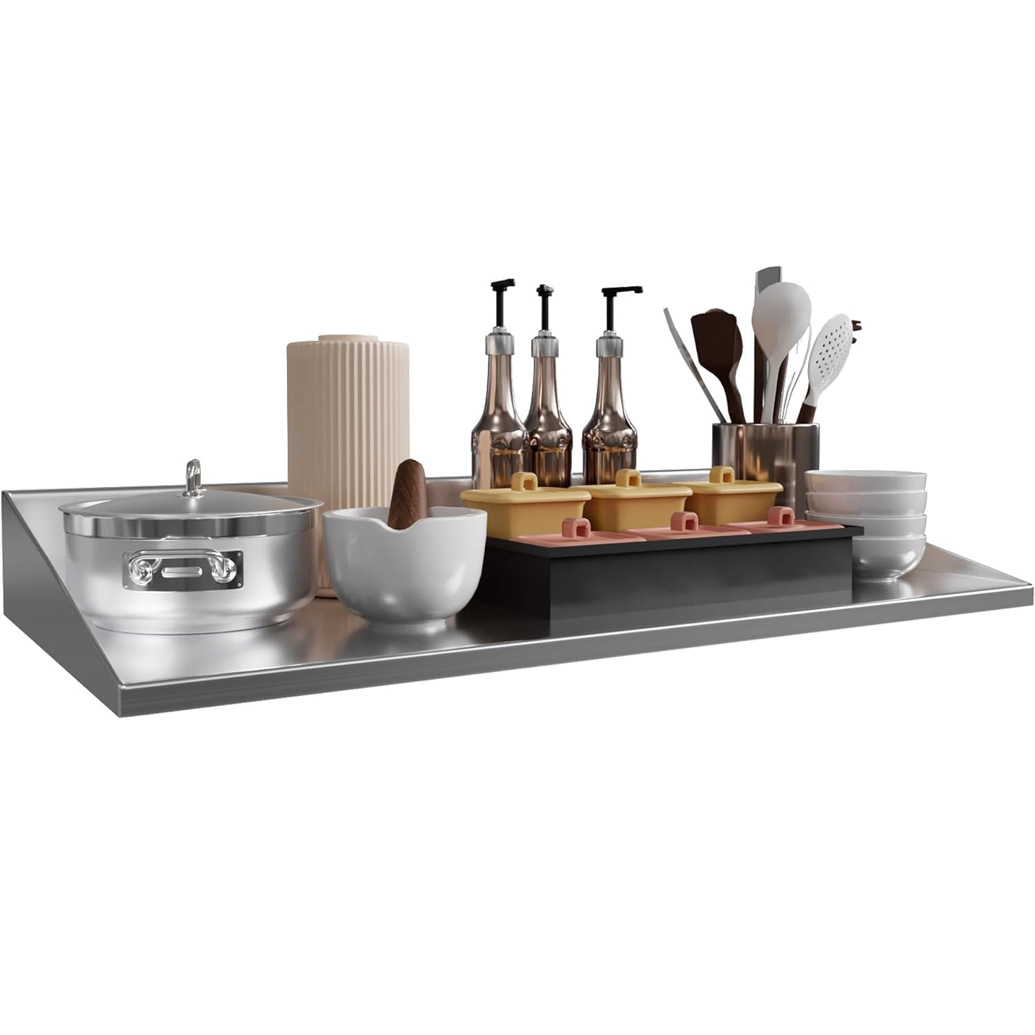 Dextrus 12" x 36" Stainless Steel Shelf, Wall Mount Shelving for Restaurant, Kitchen, Home and Hotel, 110 lbs