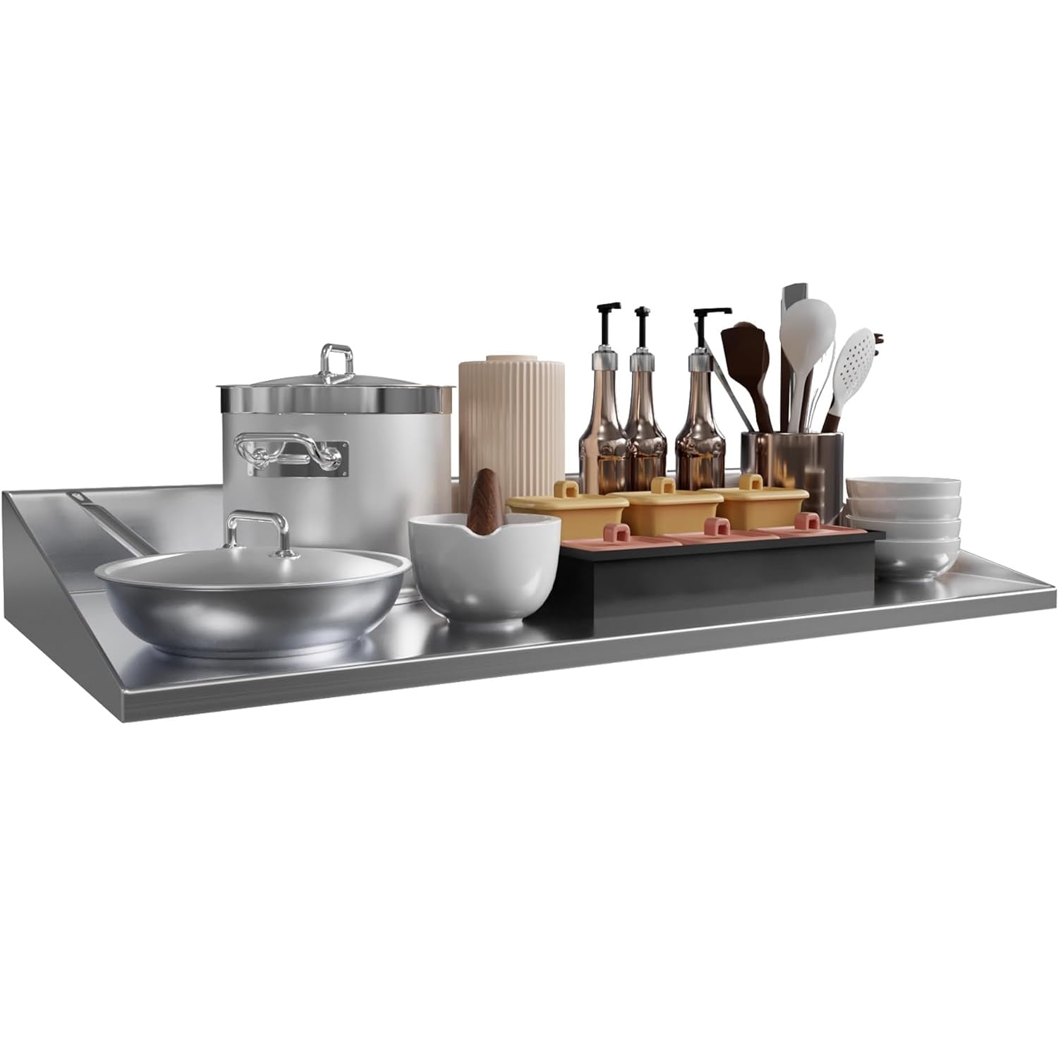 Dextrus 12" x 48" Stainless Steel Shelf, Wall Mount Shelving for Restaurant, Kitchen, Home and Hotel, 110 lbs