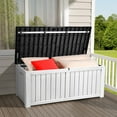thumbnail image 1 of Dextrus 120 Gallon Large Outdoor Deck Box, Spacious Resin Patio Storage Box, Waterproof, Lockable,(Black&White) ﻿, 1 of 7