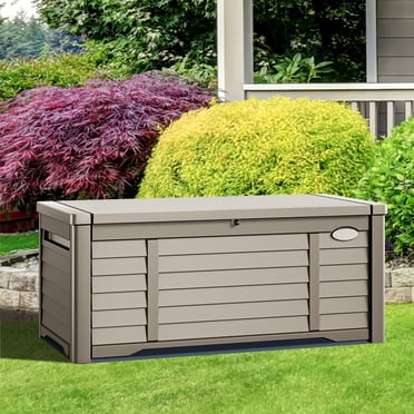 TAUS 120 Gallon Waterproof Deck Box, Large Resin Storage For Outdoor Patio, Black
