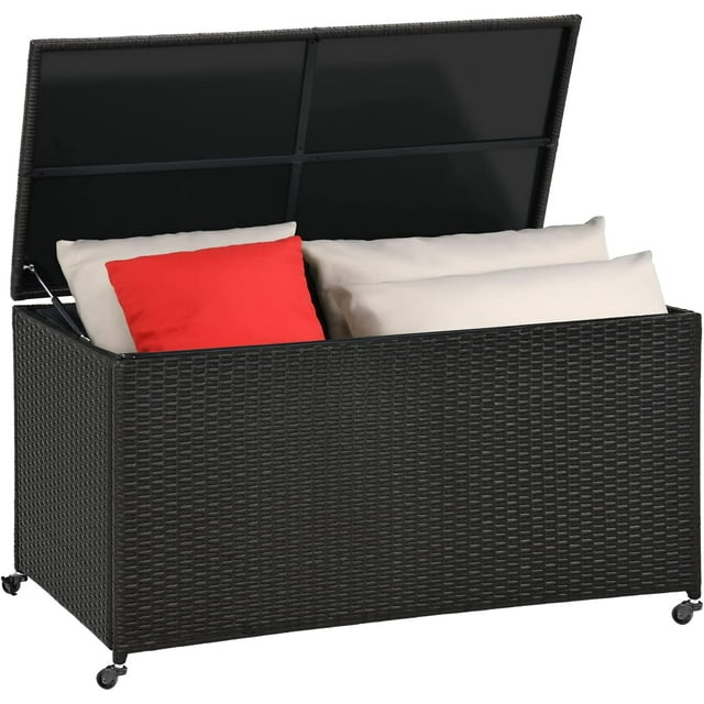 Dextrus 120 Gallon Large Outdoor Storage Box with wheels, Weather