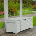 thumbnail image 1 of Dextrus 120 Gallon Outdoor Waterproof Resin Deck Box, White, Storage & Seating Function, 1 of 5