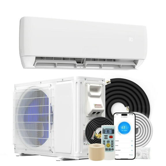 Dextrus 12000 BTU Wifi Mini Split AC/Heat Pump, 20 SEER2, 115V, Cools 750 Sq.Ft, Alexa Compatible, Includes Install Kit, White