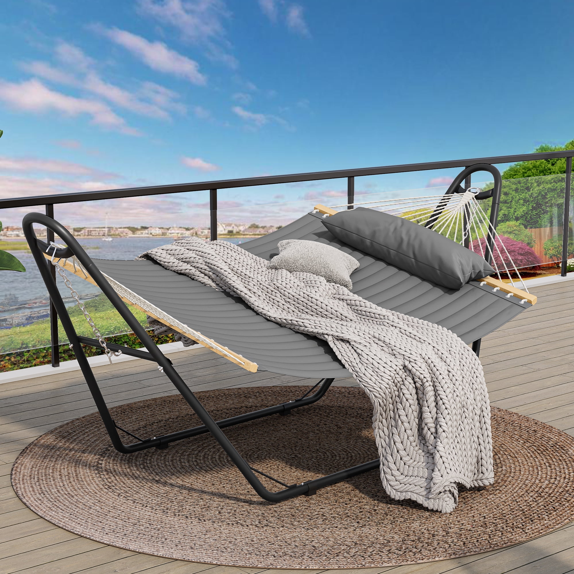 Arlmont & Co. Two-Person Hammock With 12ft Stand, Heavy Duty Free