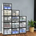 thumbnail image 1 of Dextrus 12PCS Shoe Box Stackable Closet Storage Container Hard Plastic Sneaker Organizer Big White Large High Heels, 1 of 6
