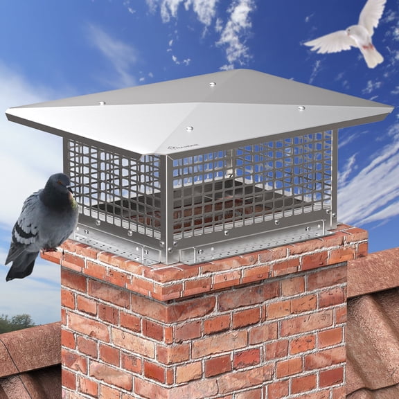 Dextrus 13" x 17" Fireplace Chimney Cap, Outdoor Chimney Cover, 304 Stainless Steel, with Flexible Metal Strips, Bolts & Gloves Included