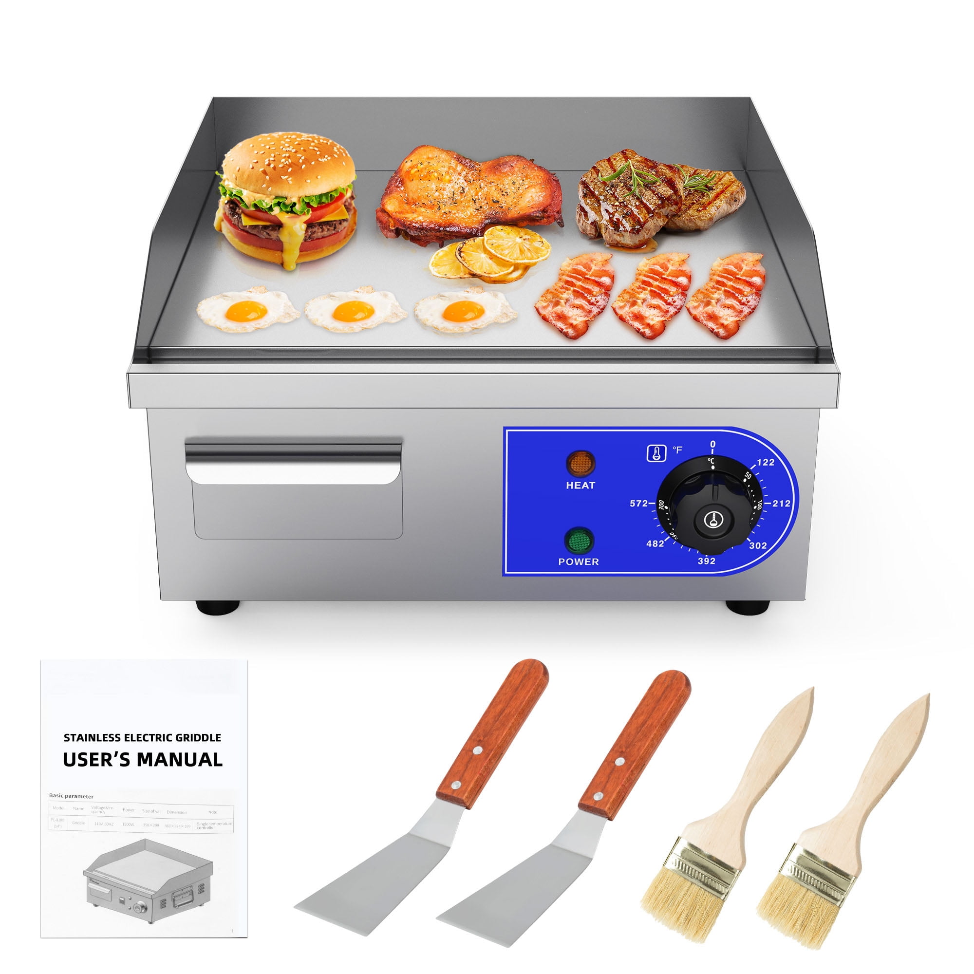 Chefman Electric Warming Tray w/ Temp Control, 21 x 16, Stainless Steel  w/ Glass Top - New 