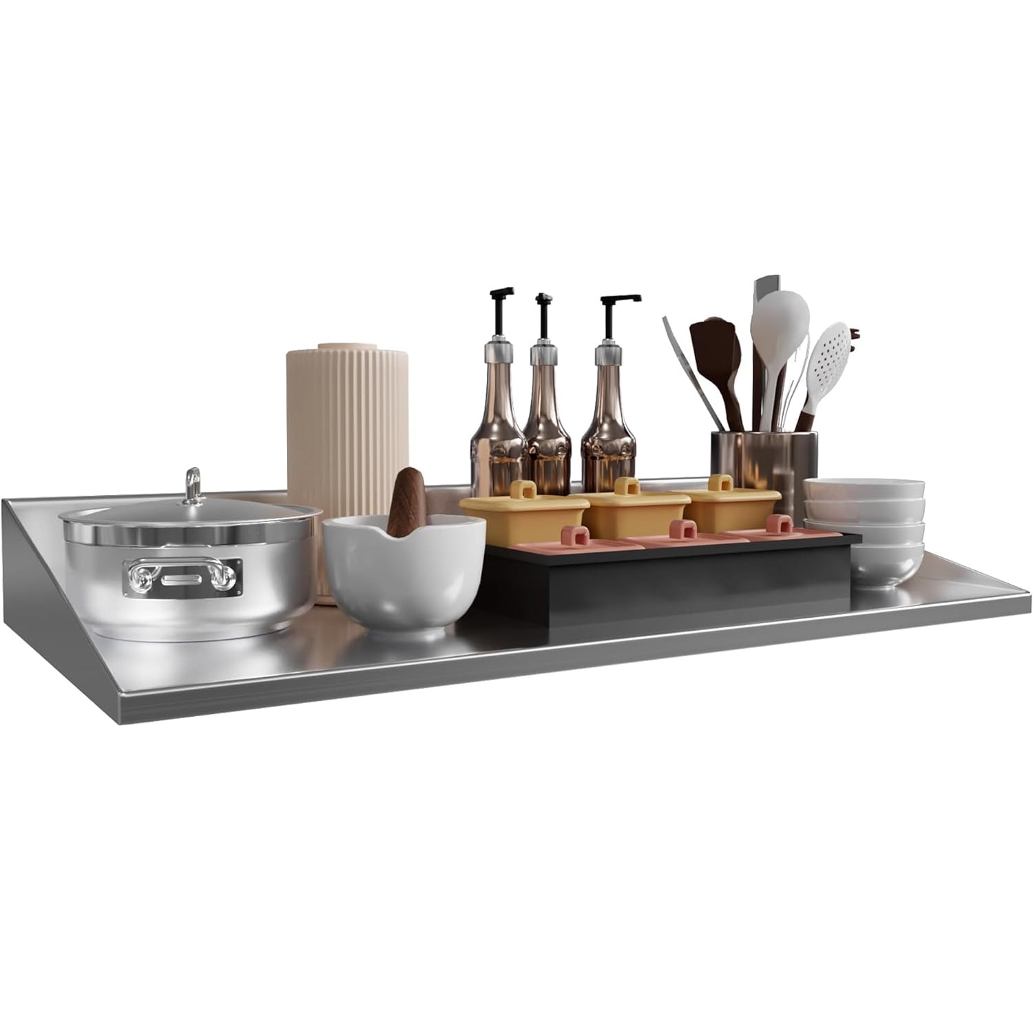Dextrus 14" x 36" Stainless Steel Shelf, Wall Mount Shelving for Restaurant, Kitchen, Home and Hotel, 110 lbs