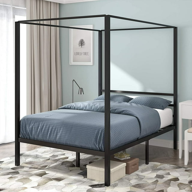 Dextrus Heavy Duty Full Size Bed Frame, 14inch Metal Canopy Platform