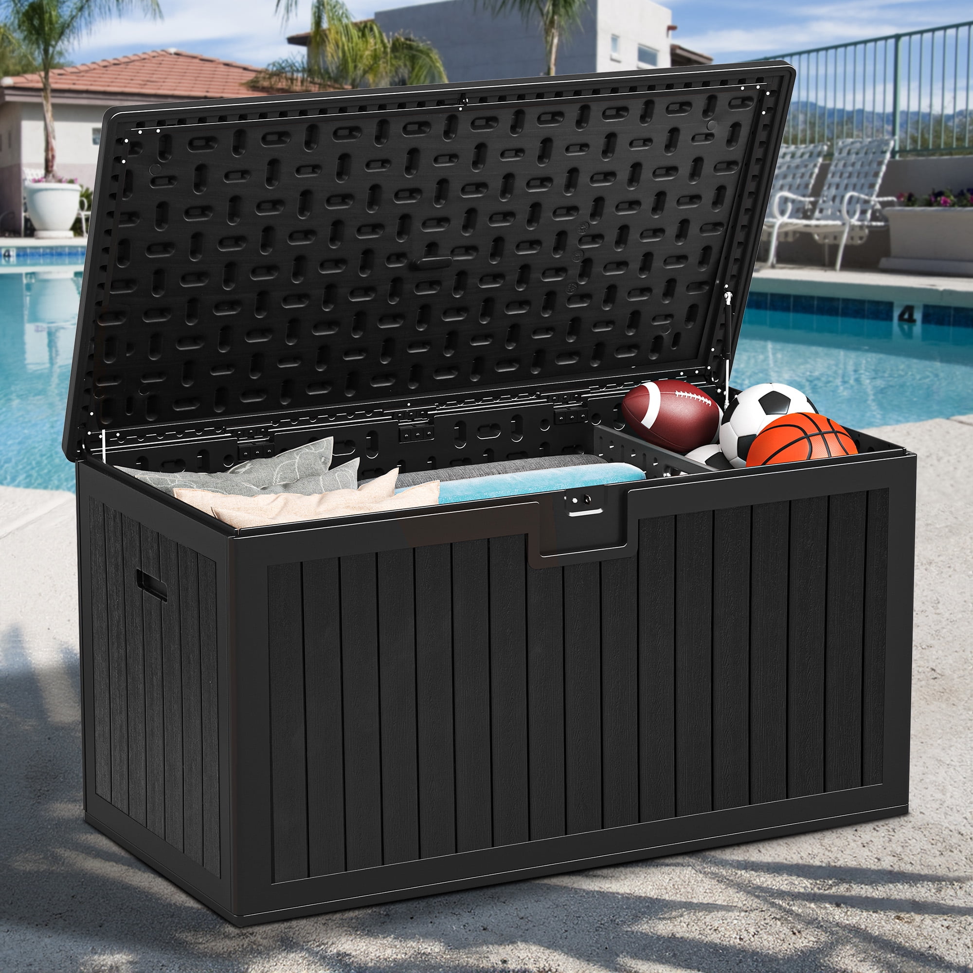 YITAHOME 30 Gallon Deck Box, Outdoor Storage Box for Patio Furniture, Pool  Accessories, Cushions, Garden Tools and Outdoor, Waterproof Resin with