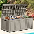 thumbnail image 1 of Dextrus 150 Gallon Large Outdoor Resin Deck Box,with Built-in Divider, Waterproof, Lockable,Brown, 1 of 5