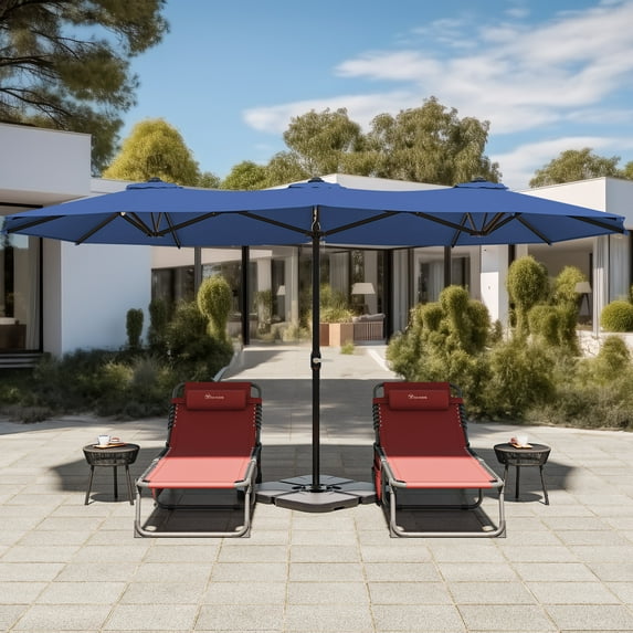 Dextrus 15FT Double-Sided Patio Umbrella, Large Outdoor Market Table Umbrella for Patio, Navy Blue