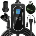 thumbnail image 1 of Dextrus 16 Amp EV Charger Level 2, Portable J1772 Electric Car Charger Adjustable Current/Timing Delay with 25ft Cable, NEMA 6-20 & NEMA 5-15, Compatible with Tesla for Home, 1 of 9
