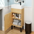 thumbnail image 1 of Dextrus 16" Bathroom Vanity with Undermount Sink, Modern Free Standing Bathroom Storage Cabinet with Soft Close Door, Brown, 1 of 8