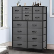 Dextrus 16 Drawer Dresser, Tall Fabric Dresser for Bedroom, Large Chest of Drawers, with Sturdy Metal Frame and Wooden Top
