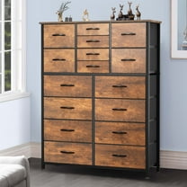 DEXTRUS 16-Drawer Fabric Dresser for Adults, Tall Storage with Metal Frame & Wood Top, Closet
