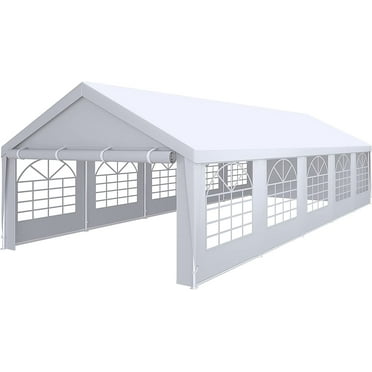 Dextrus 16' x 32' Heavy Duty Gazebo Outdoor Party Wedding Tent Canopy Carport Shelter with Removable Sidewall Windows, White