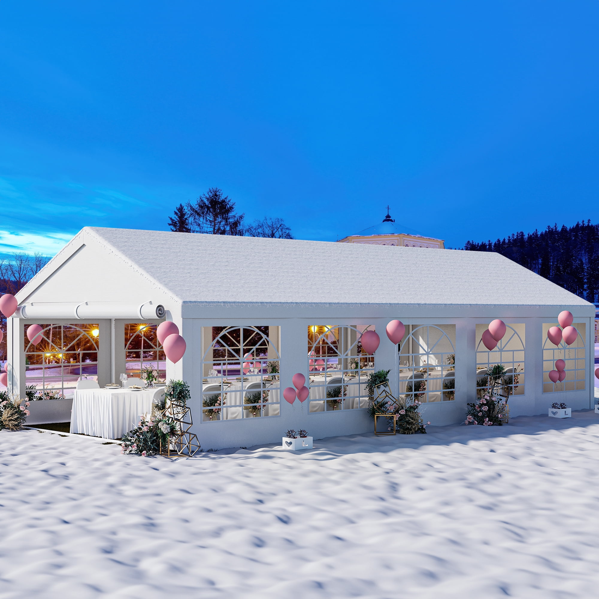 Big Party Tent 16x32FT - White Wedding Canopy With Galvanized Frame Heavy  Duty Party Tent, image size:2000x2000