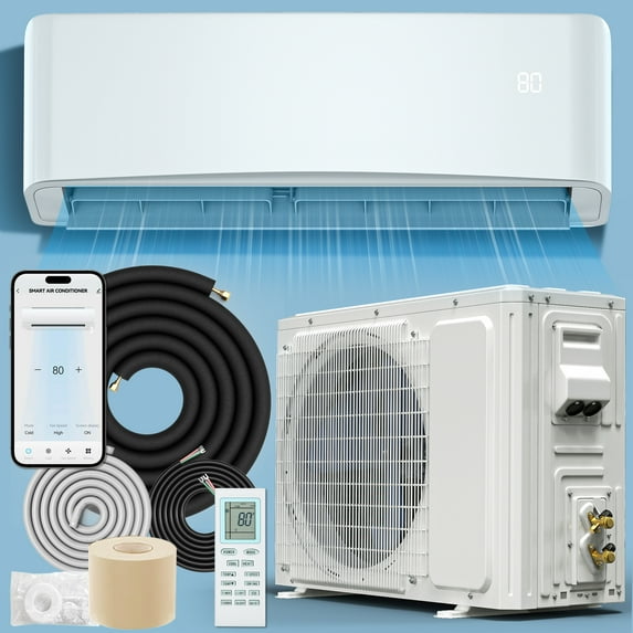 Dextrus 17 SEER2 9000 BTU (0.75 Ton) Mini Split Air Conditioner & Heat Pump, 115V Ductless AC, WiFi, 450 Sq. Ft.