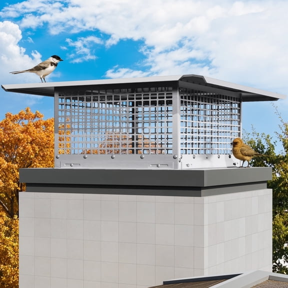 Dextrus 17" x 21" Fireplace Chimney Cap, Outdoor Chimney Cover, 304 Stainless Steel, with Flexible Metal Strips, Bolts & Gloves Included