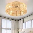 thumbnail image 1 of Dextrus 18" Caged Ceiling Fan with Lights, Flush Mount, 6-Speed Reversible, Remote Control, Rustic Yellow Finish for Bedroom, Kitchen, Living Room, 1 of 7