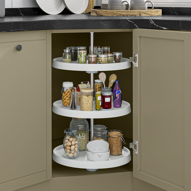 Dextrus 18-Inch Full-Circle 3-Shelf Lazy Susan Corner Kitchen Cabinet