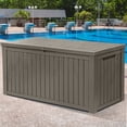 thumbnail image 1 of Dextrus 180 Gallon Resin Deck Box,Large Outdoor Storage box with Built-in Divide for Patio, Weatherproof and Lockable,Brown, 1 of 5