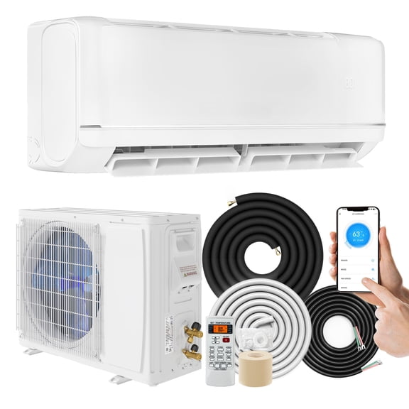Dextrus 18000 BTU Mini Split AC Heating System, 21 SEER2 WiFi Inverter Ductless Heat Pump 1.5 Ton 208-230V, Alexa Compatible, Pre-charged, 1250 Sq Ft Coverage, Complete Installation Kit