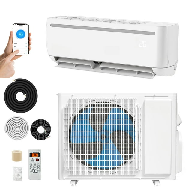 Dextrus 18000 BTU Mini Split Air Conditioner w/ Heat Pump, WiFi & Alexa, 19 SEER2, Covers 1250 sq ft