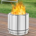 thumbnail image 1 of Dextrus 19-Inch Stainless Steel Smokeless Fire Pit with Removable Ash Pan and Carry Bag and for Camping and Outdoor Gatherings - Silver, 1 of 5