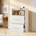 thumbnail image 1 of Dextrus 2 Drawer File Cabinet with Charging Station, Office Storage Filing Cabinet, White, 1 of 7