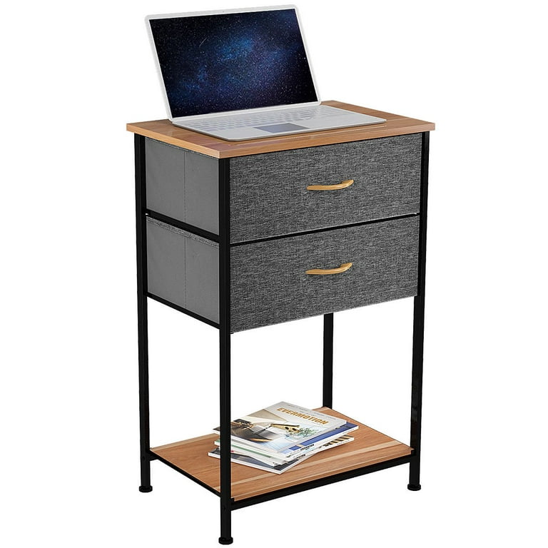 Dextrus Wide 5 Drawer Storage Organizer Wooden Top Shelf for Closets, Black  Grey
