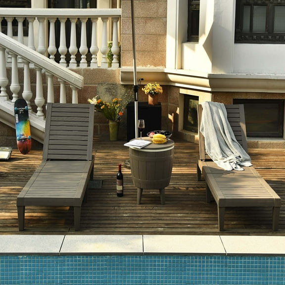 Dextrus 2 Pcs Outdoor Lounge Chairs, Adjustable Backrest Loungers for Patio & Poolside - Sturdy, Easy Assembly, Waterproof & Lightweight, Supports up to 265lbs (Taupe)