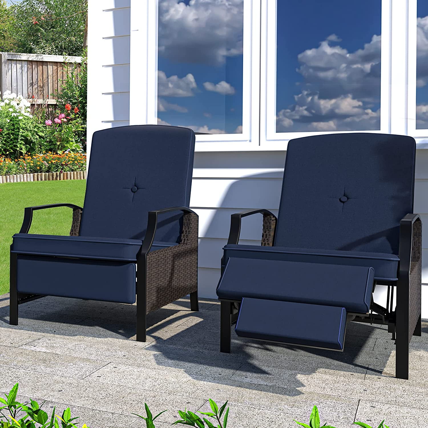 Outdoor reclining chair with footrest hotsell