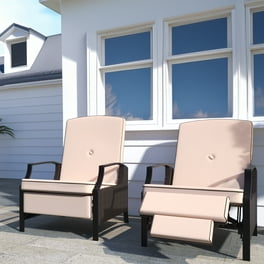 Mainstays woven wicker outdoor recliner with beige cushions new arrivals