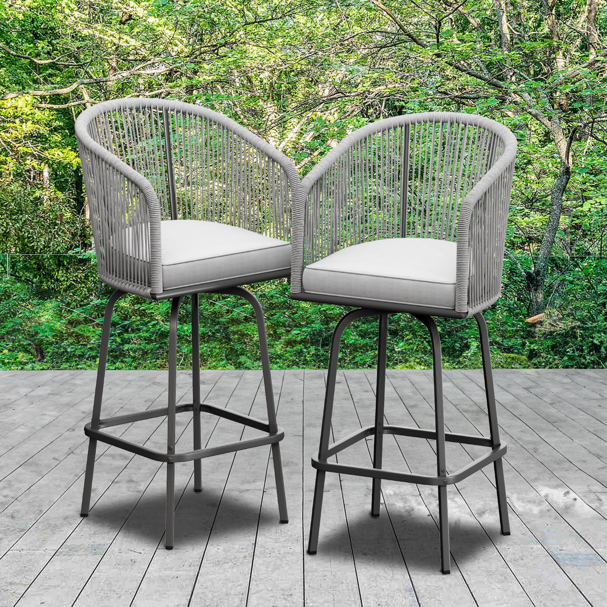 Carla Outdoor Acacia Wood Adirondack Barstools Set of 2 Natural Stained Walmart